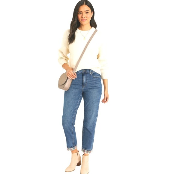 Talbots Denim - Talbots Women's Size 8 Everyday Plaid Lined Relaxed Blue Denim Jeans